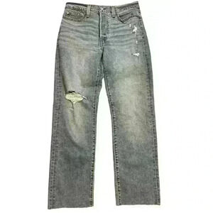 Levi's Wedgie Straight Distressed Denim Jeans Size 29
Raw Hem High Rise Med Wash